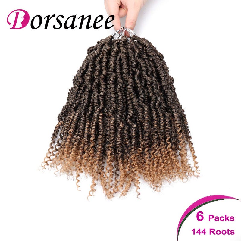Dorsanee Bomb Twist Crochet Hair 10 Inch 6 Packs Mini Passion Twist Crochet Hair for Black Women Pre-looped Spring Twist Crochet Braids Nubian Twist Synthetic Hair Extension (T27#) - Image 4